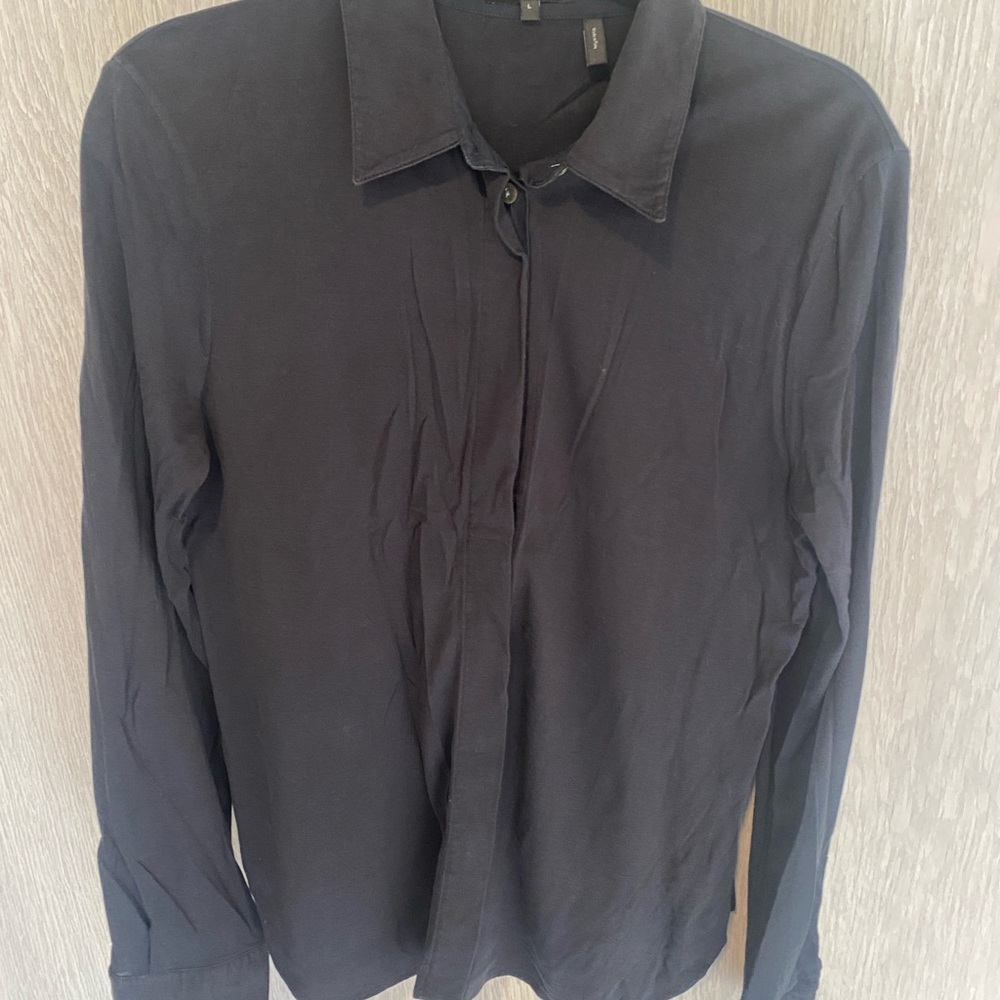 Theory Black Button-Down Long Sleeve Shirt
